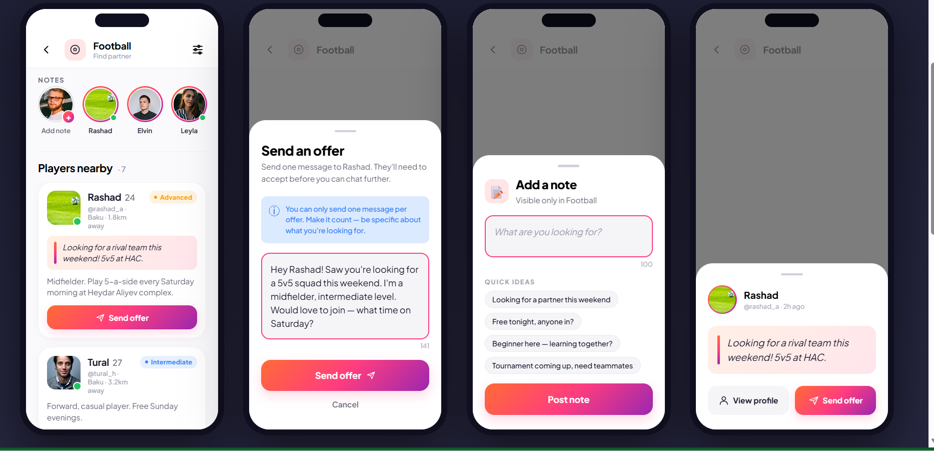 HobbyLand — Find Partner, Send Offer, Notes, Match